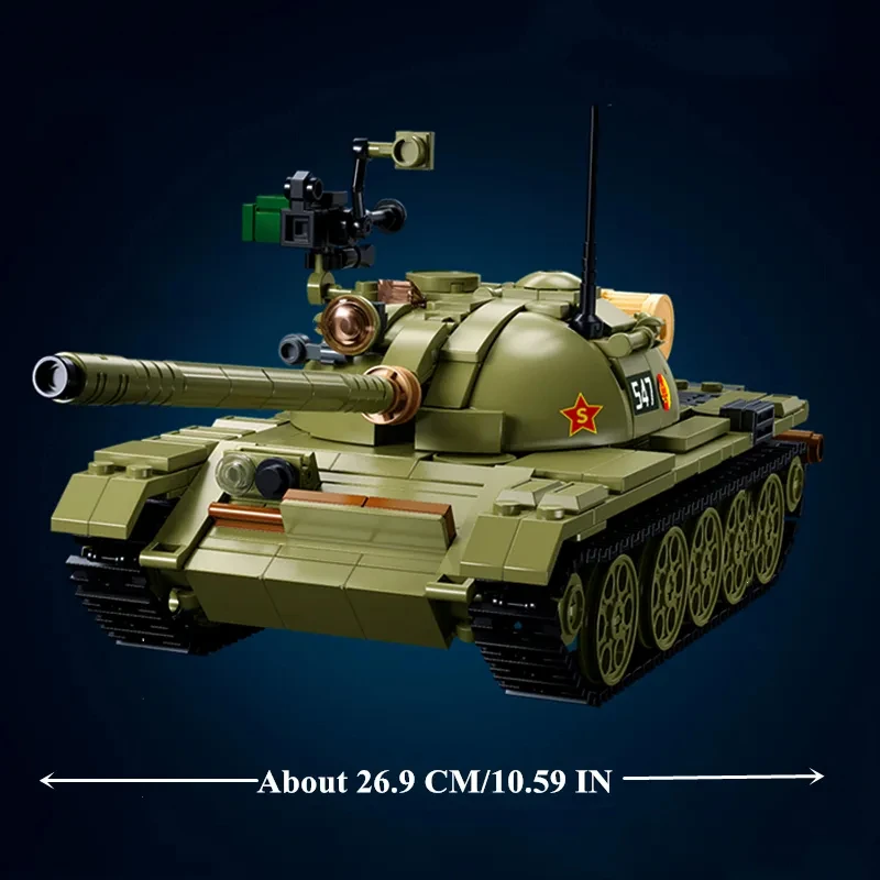 Sluban Military Collection Model T-54S Medium Tank Building Blocks Kit with 2 Soldier Figures Army Bricks Toys Gifts for Kids