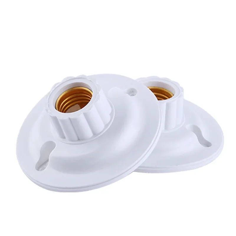 10pcs High Quality Plastic Plum Lamp Holder E27 Flame Retardant Compression  Flat Lamp Holder Hanging Lamp Socket Screw Base