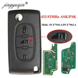 jingyuqin 433Mhz ID46 Flip Remote Car Key For (Van) Citroen Dispatch Berlingo Peugeot Expert Partner 207 307 308 3008 Ce0523/536