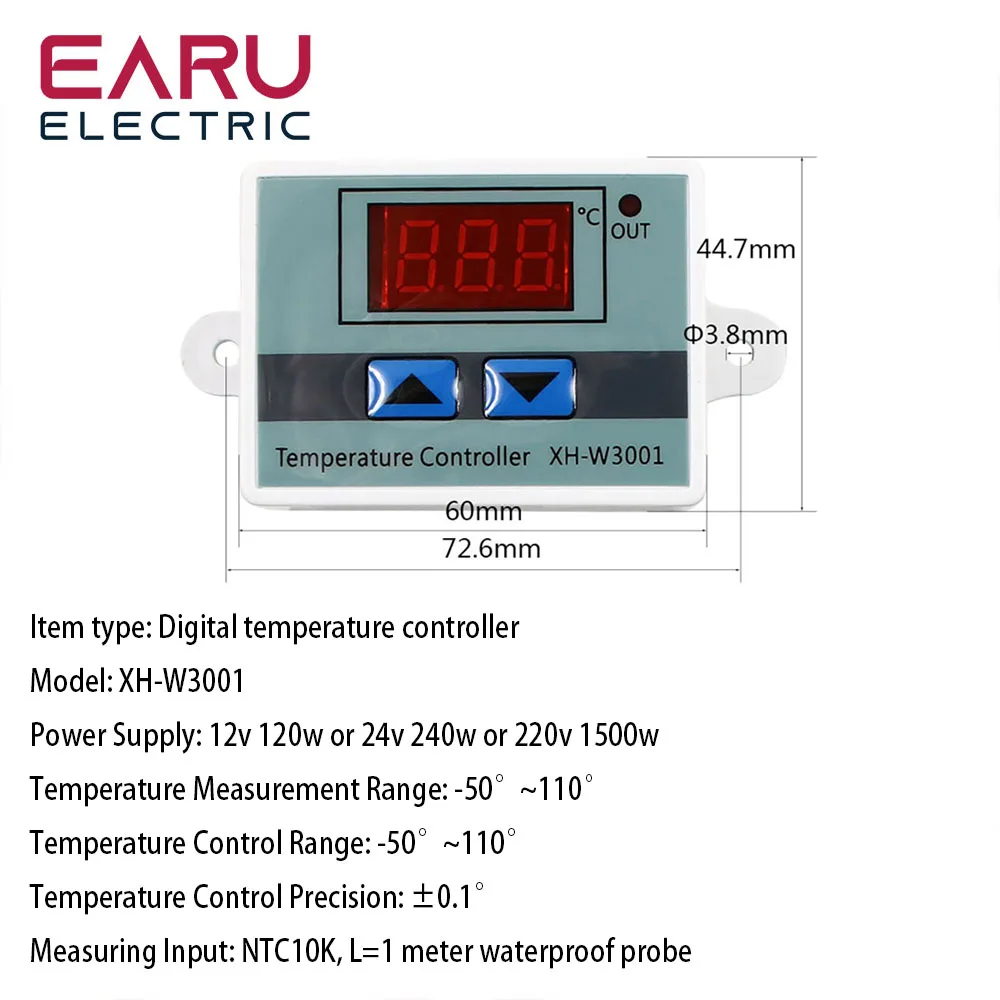 W3001 W3002 Digital Control Temperature Microcomputer Thermostat Switch Thermometer New Thermoregulator DC12/24 AC110-220V