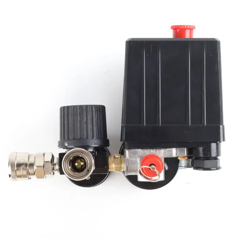 Air Compressor Pump Pressure Control Switch 4 Port 220V/380V Manifold Relief Regulator 30-120PSI Control Valve with Gauge