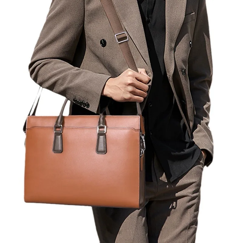New Handbag Genuine Messenger Luxury Brand Bag Leather Bags Password Lock Laptop Briefcase Top Layer Cowhide Business Men's Bag