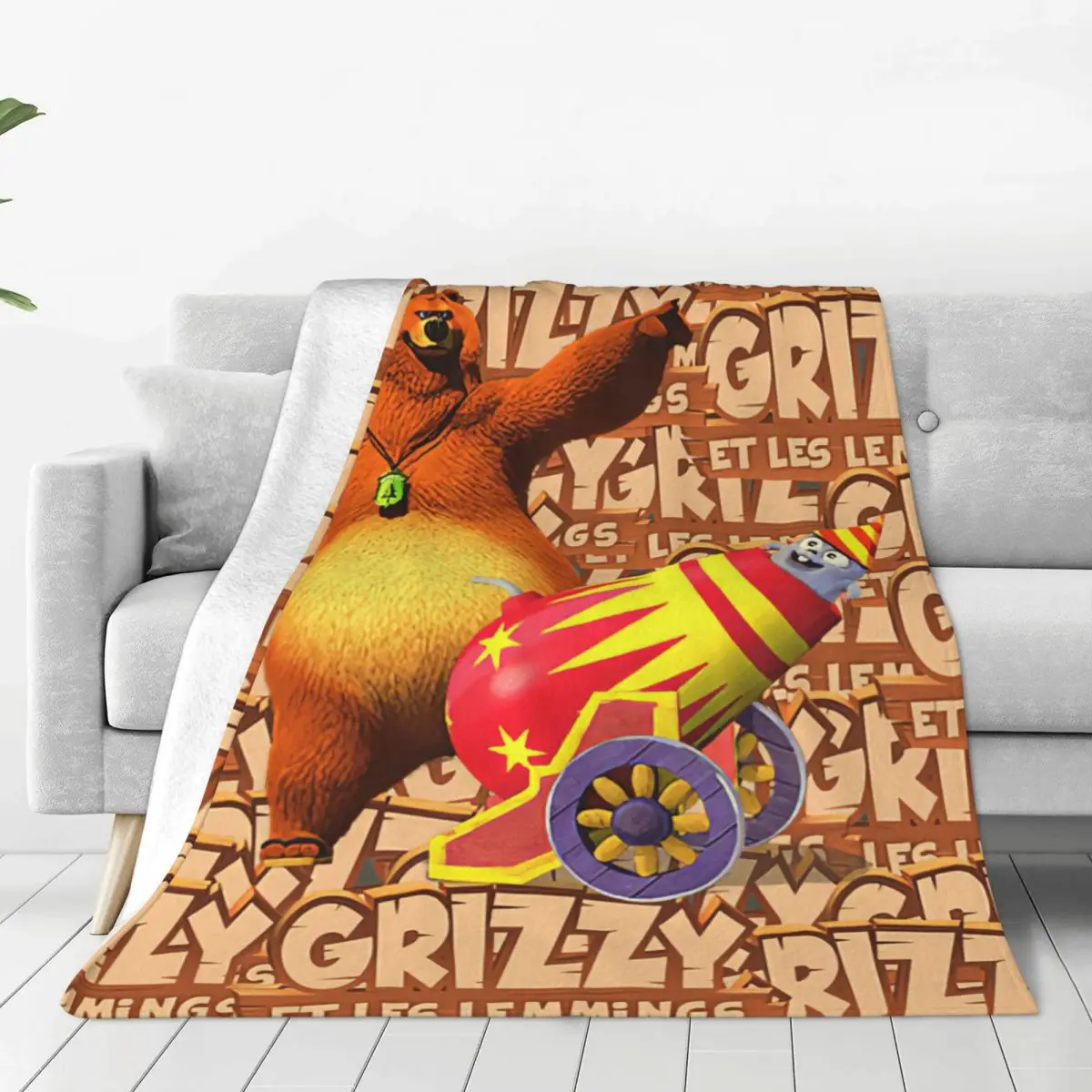 Grizzy And The Lemmings Bed Blanket Flannel Blanket Cartoon Flannel Blanket Air conditioning blanket