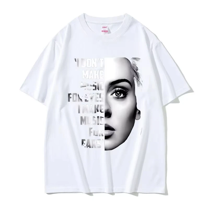 أفضل المغني الشهير Adele الوجه الجرافيك تي شيرت الرجال النساء الملابس موضة الطباعة موسيقى البوب تي شيرت الترفيه تيز المشجعين هدية