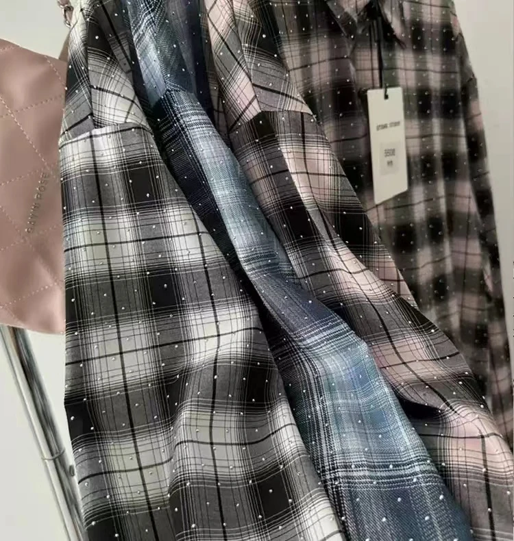 العصرية الماس المزخرف صف واحد زرر irt الكورية Sle تخفيف منقوشة طويلة Sve فضفاضة تناسب البوليستر