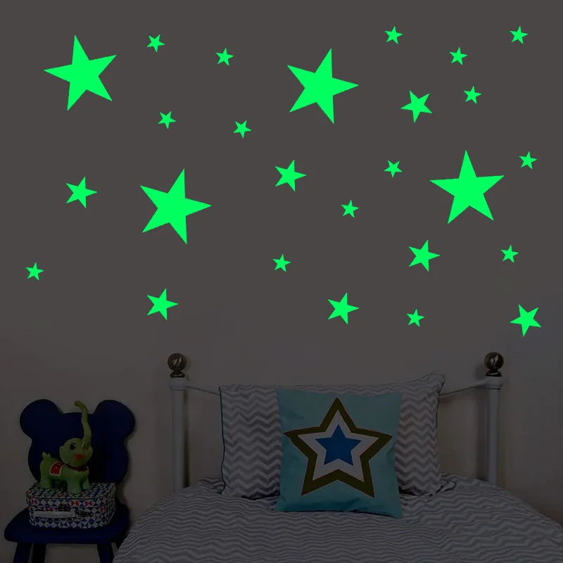 3D Luminous Cartoon Unicorn Stars Wall Sticker Glow In The Dark Room Wall Decal Unicorn Birthday Party Gift Home Room Decoration