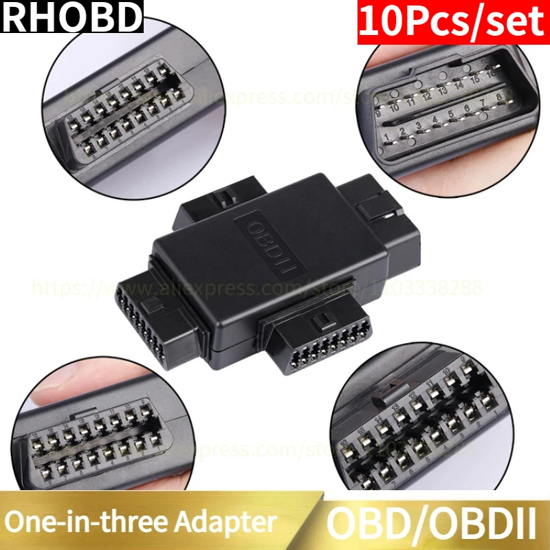 

10PCS/Set 16 pin Male 3 Female 1To3 OBD Cable Converter Adapter Diagnostic OBD2 One-in-three Adapter Car truck motorcycle Tool