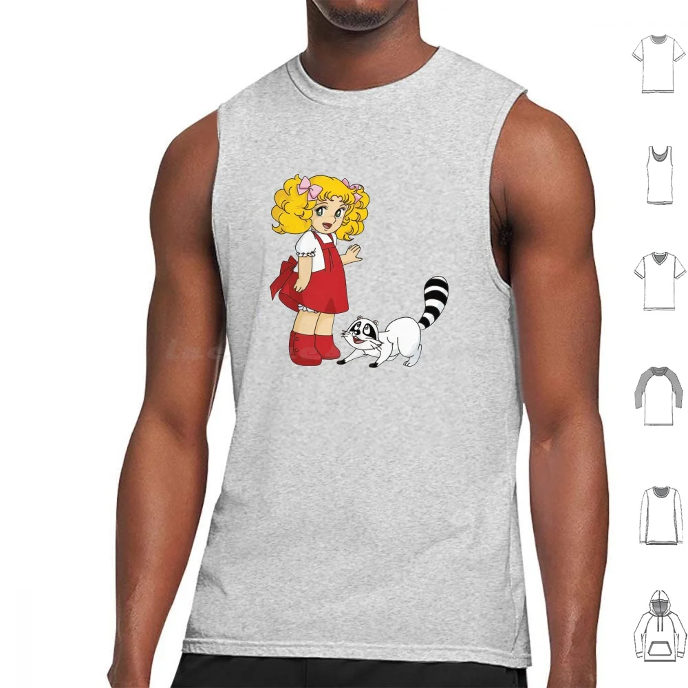 Candy Candy Snow Capucin Tank Tops Print Cotton Candy Anime Snow Country Girl Nostalgia Raccoon Vintage 80S Palm