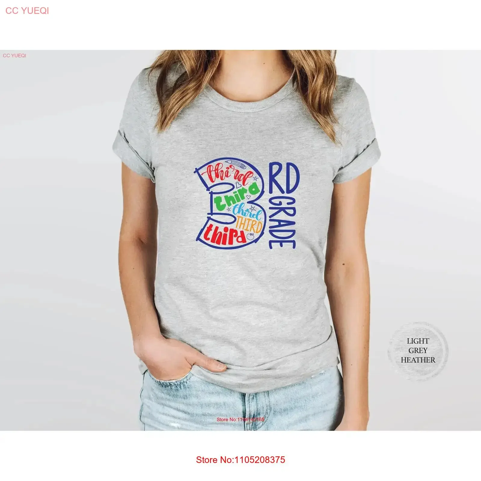 

Футболка 3-го класса Грейдер Учитель Hello Third Squad Crew Back To School винтажная стираная унисекс графика слегка универсальная