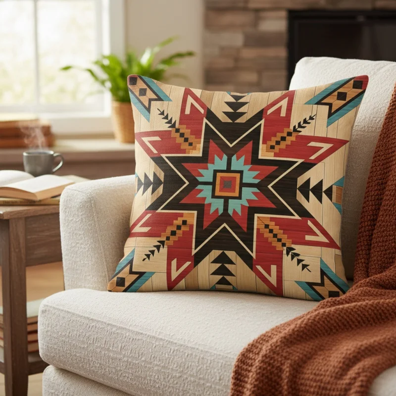 VIKAMA Bohemian Contrast-Colour Geometric Cushion Cover Western Ethnic Totem Print Decorative Cushion Cover