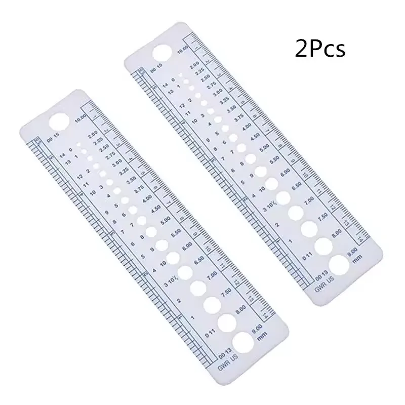 2pcs Set Plastic Knitting Needle Gauge Inch Cm Ruler Tool Costura Sewing Accessories Tools Knit Crochet Sizer