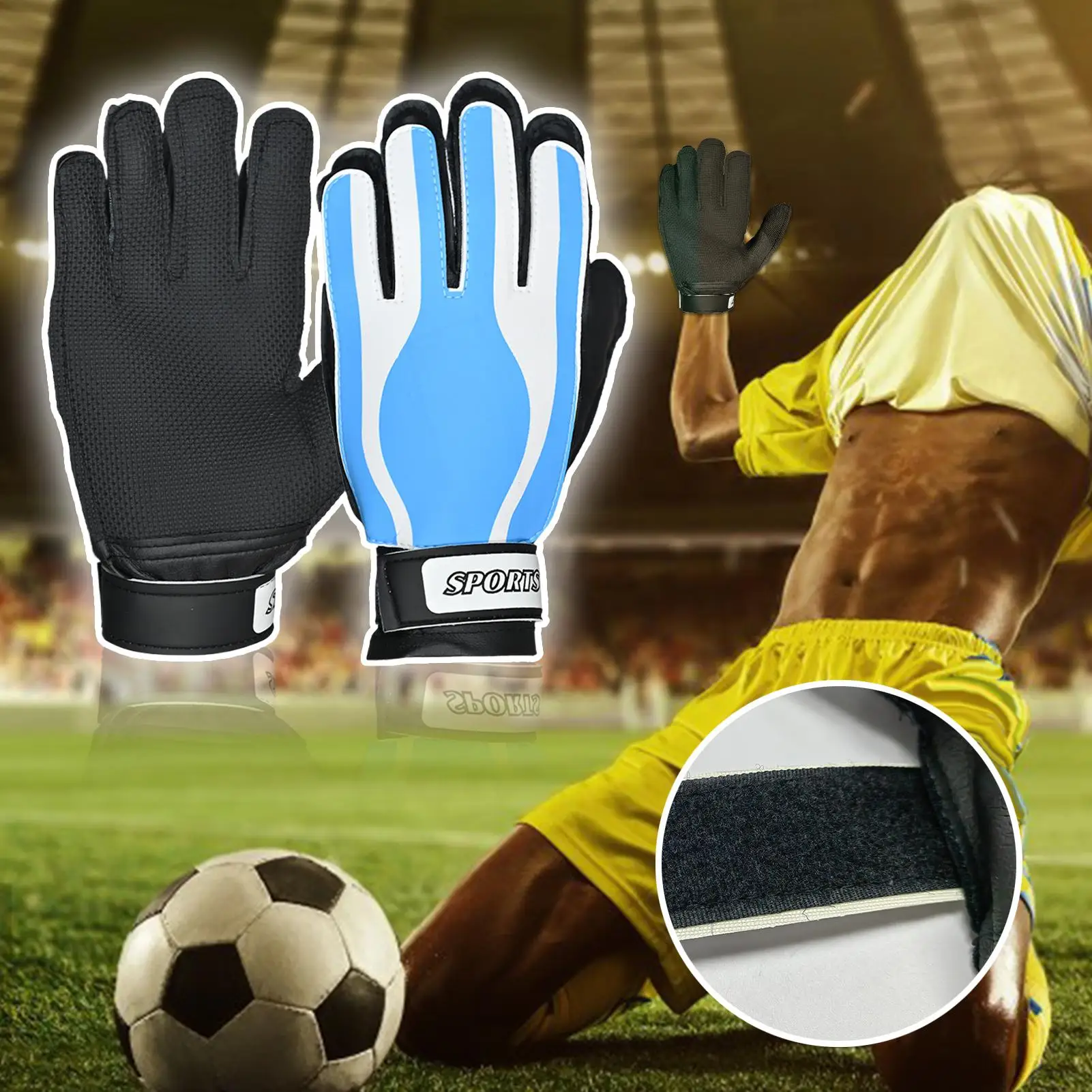

Goalkeeper Gloves 1 Pair Kids Goalie Gloves Soccer Shock Absorption Padded Football Player Training Equipment for Practice