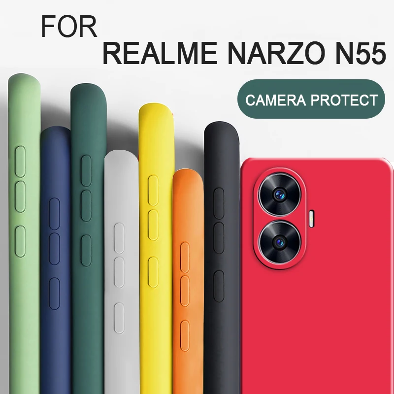 For Realme Narzo N55 Shockproof Square Liquid Silicon TPU Phone Case Realme C35 C31 C30 C25y C51Y Cellphone Fundas Realme C55