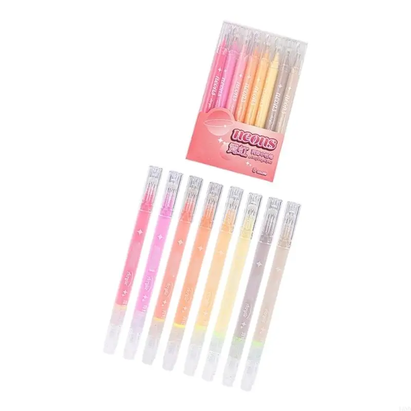 

8Pieces Soft Gel Pen Set Smooth Writing Stackable Dyes for Drawing Office Y3ND