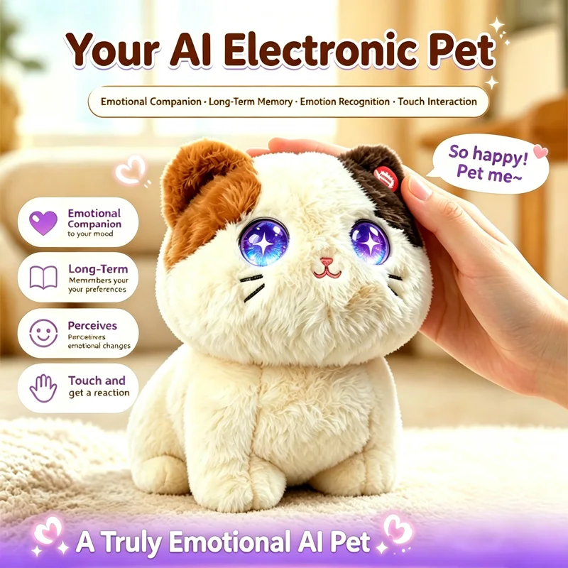 Smart AI Cococat Plush Toy Voice Dialogue Interactive Cat Robot Kids Home Companion Educational Stuffed Doll