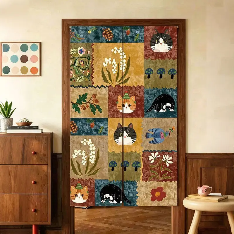 Dopamine Cartoon Small Fish Door Curtain, No Punching Fabric Partition Curtain, Kitchen Cover, Privacy Decoration Door Curtain