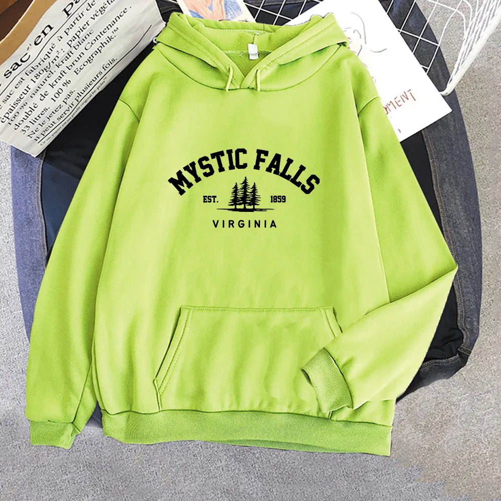 Mystic Falls Virginia EST 1859 Streetwear Hoodies Sudaderas Hombre Men Clothing Streetwear Male Long Sleeve Hooded Pullovers Top