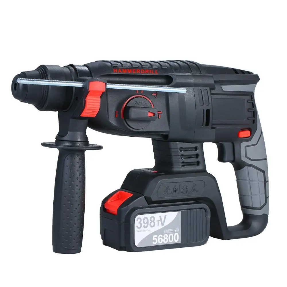 21V Brushless Cordless Rotary Hammer Drill 4000BPM 40ft-lb Torque 4000mAh Lithium Battery DIY Industrial Grade