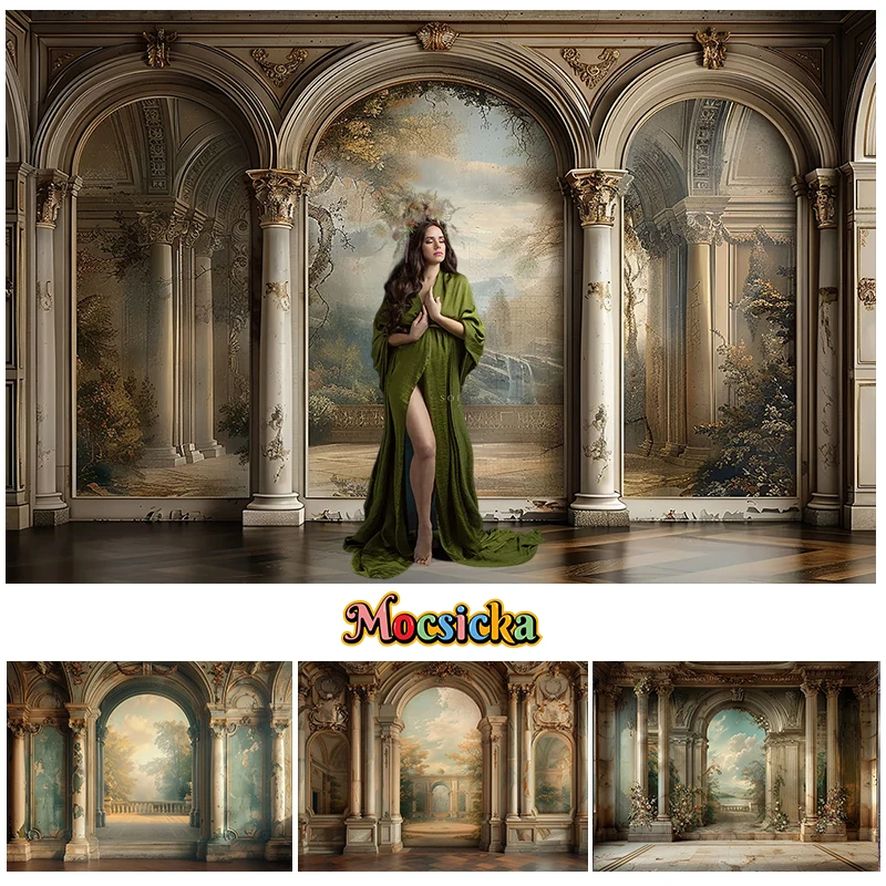 Mocsicka Photography Background European Palace Texture Mural Decor Adult Wedding Maternity Portrait Backdrop Photo Studio