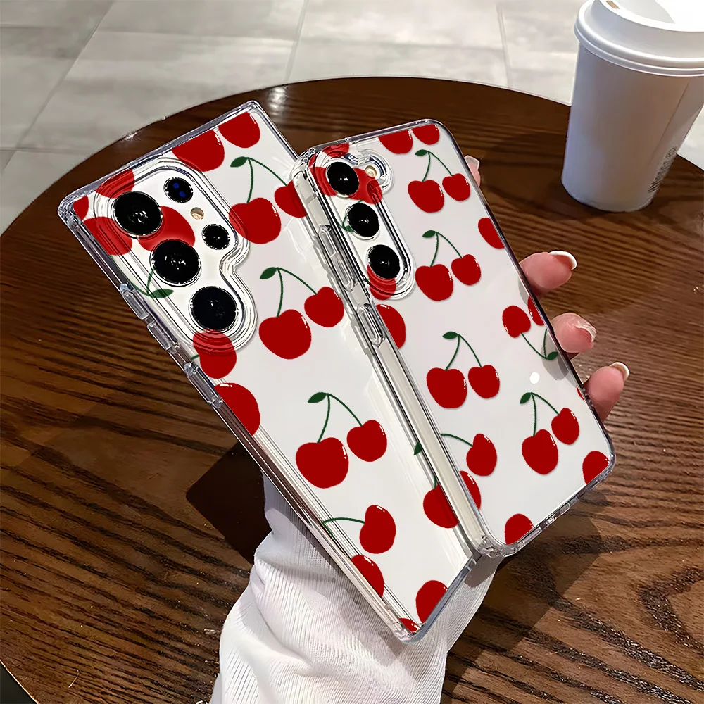 Custodia per telefono dipinta in ciliegio per Samsung Galaxy A56 5G A36 A26 A55 A16 A15 A34 A35 A33 A53 A06 A05s A05 A54 A25 A14 A13 Cover morbida