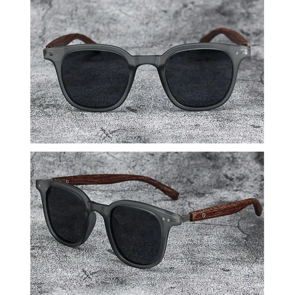 Retro UV Protection Wood Grain Sunglasses Outdoor Street Photography Square Frame Sun Glasses Cycling Eyewear for Women & Men