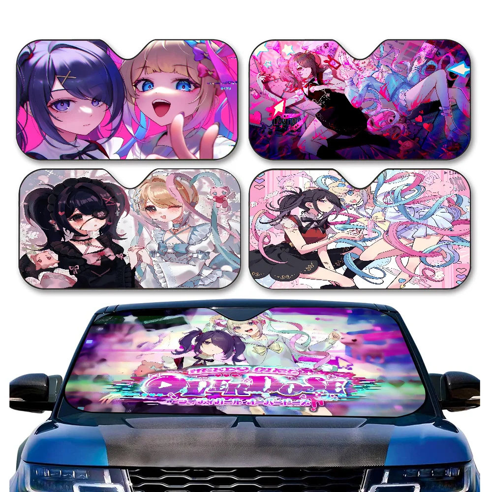N-needy Girl O-overdose Gamer Foldable Front Windshield Sunshade 70x130cm Anime Cartoon Foils Car Sun Visor Sun Shade Protect