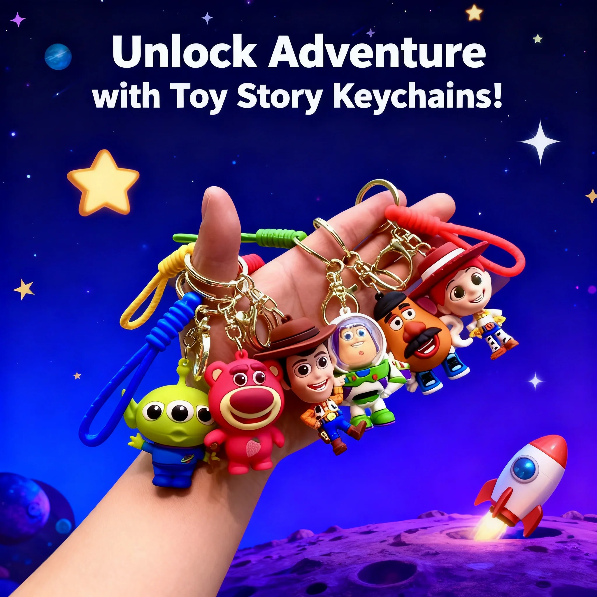 

Toy Story Keychain Buzz Lightyear Lotso Bear Three Eyed Monster Plush Doll Pendant Exquisite Backpack Accessory