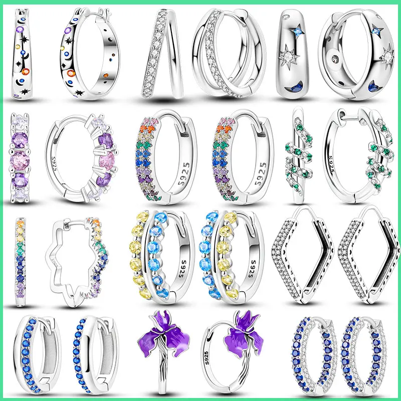 

Горячая новинка 2026: Оригинальные серьги-кольца из стерлингового серебра 925 пробы с цветными цирконами, модные ювелирные украшения для женщин, подарок