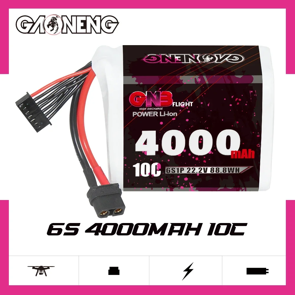 GNB Gaoneng 4000mAh 6S 22.2V 10C SamSung 21700 40T Battery FPV RC 5/7inch Long Flight XT60 Plug