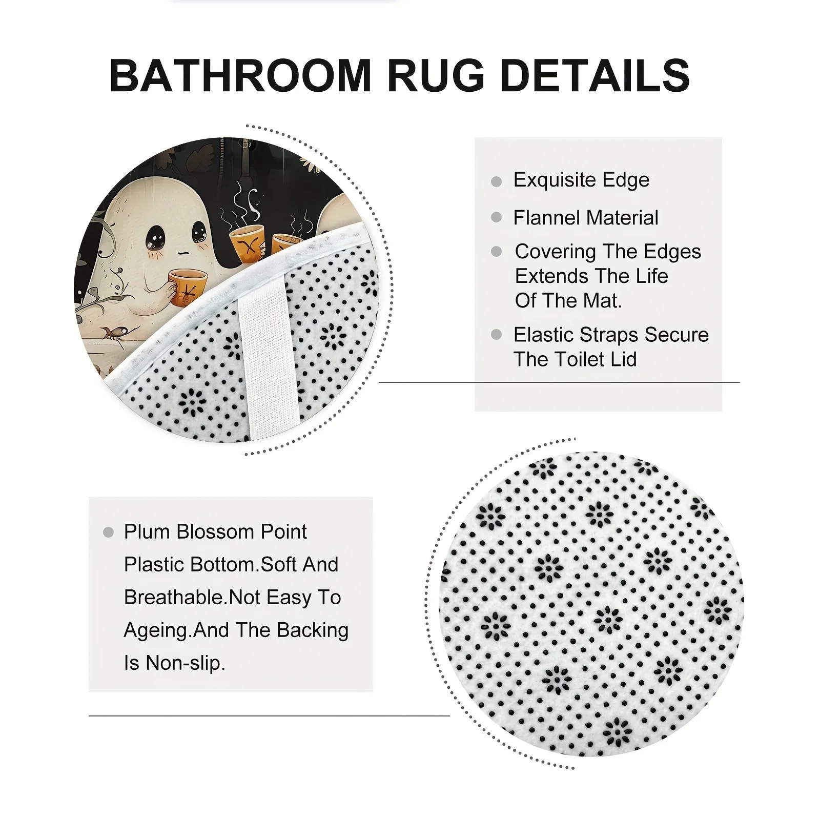 Halloween Ghost Pumpkin Skull Shower Curtain Set with Non-Slip Rugs Polyester Waterproof Horror Bathroom Accessories with12 Hook