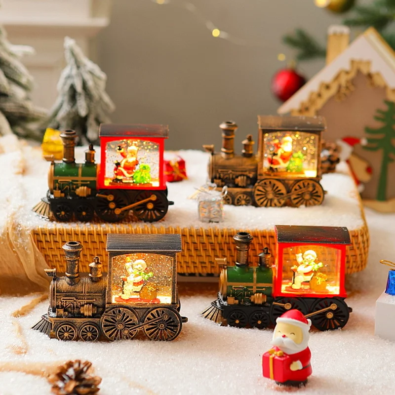 2024 Xmas Santa Claus Train Water Filled Toy Christmas Train Night Lights Toy Festival Home Decor Children Xmas New Year Gifts