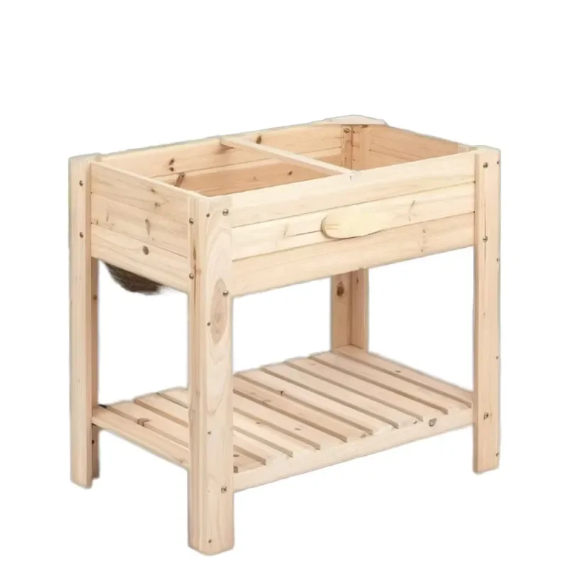 Durable Wood Garden Planter Box Elevated Raised Garden Bed Multi Functional Garden Pots & Planters Indoor Outdoor Plant