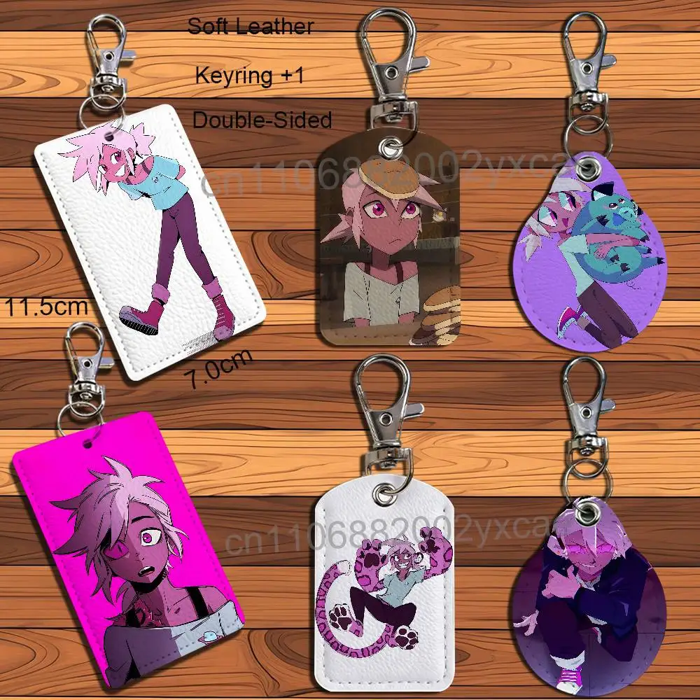 Invincible Kipo Wolf Wonderbeasts Rectangle ID Card Case Keychain Access Card Bag Key Tag Ring Leather Card Holder Ring Access