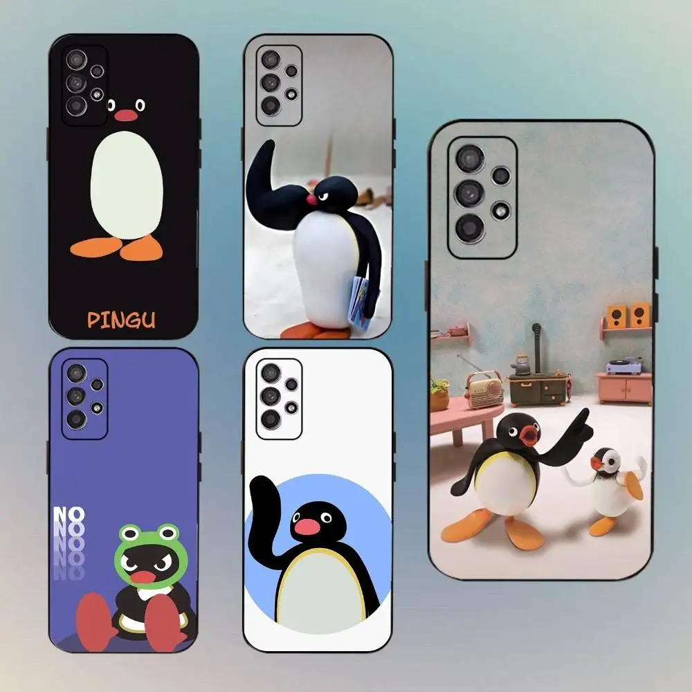 

Cute P-Pingu Penguin Phone Case For Samsung Galaxy A13,A21s,A22,A31,A32,A52,A53,A71,A80,Soft Black Shell