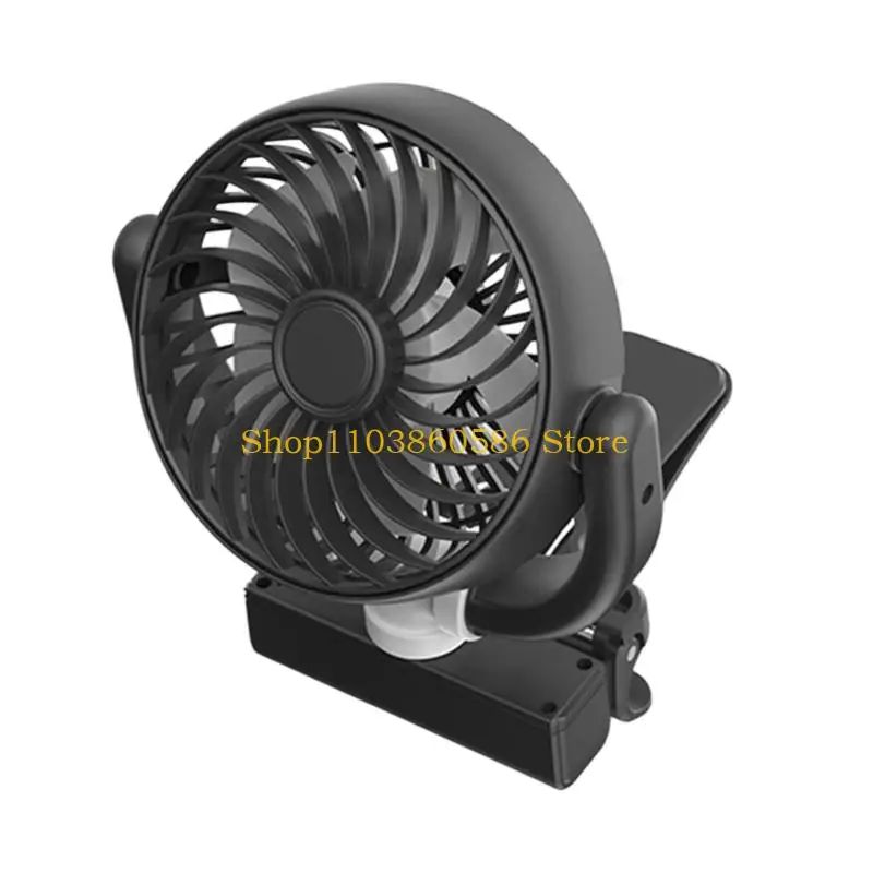 242A Black Car Clip On Fan Usb Rechargeable Fan Strong Airflows 3 Gear Speed Adjustable Air Cooling Ventilation