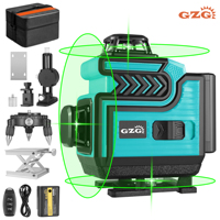 1pc GZG Professional 4D Cross Line Laser Level, 4X360 Green Beam, 16 Lines, Self-Leveling, USB Charging, ≤36V, 0.4-1Mw