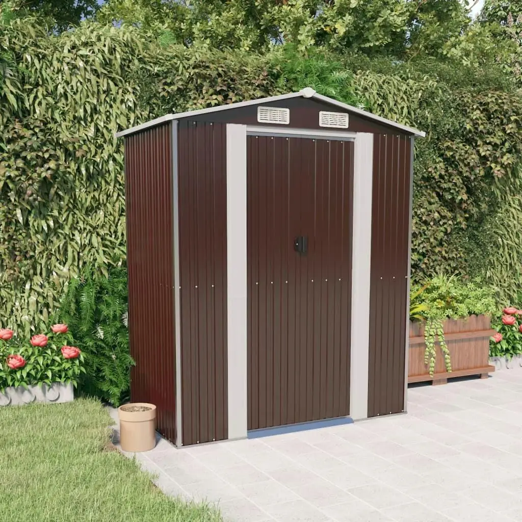 75.6x42.5x87.8 Dark Brown Galvanized Steel Garden Shed for Outdoor Storage