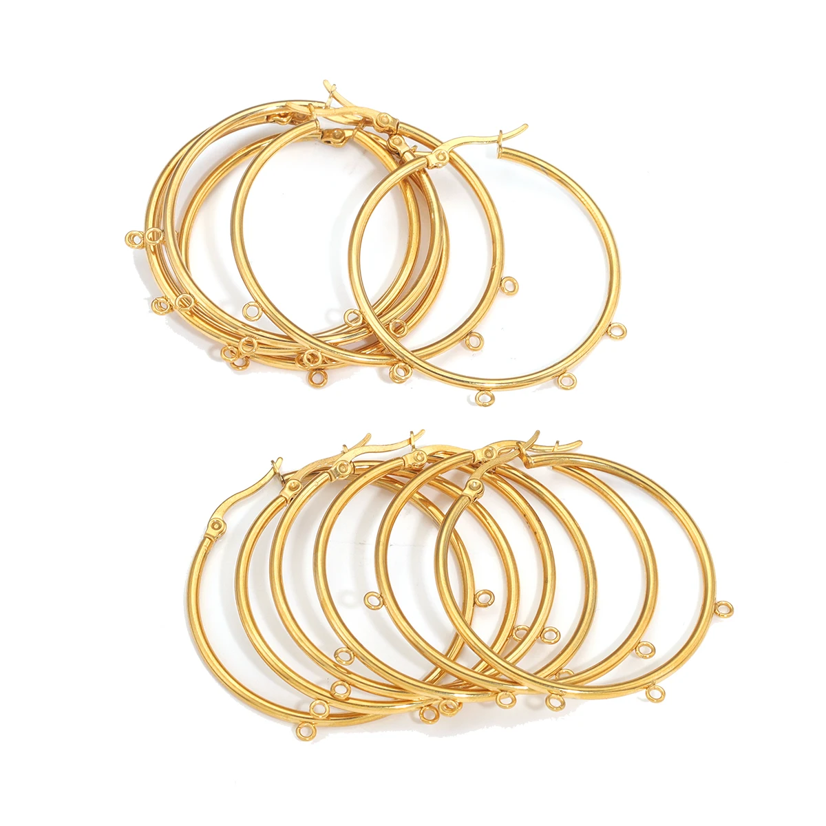 10pcs Classic Round Hoop Earring with 3/5 Loops Gold Plated Leverback Ear Wire Hooks for DIY Earring Making