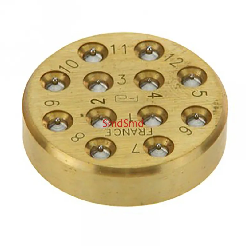 Beading Block 12 Sizes 0.6-1.0mm Brass Base Grain Tool Sharpener Recessed Round Bead Jewelry Setting Tool