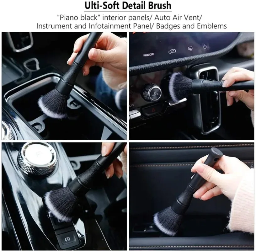 Car Detailing Brush Set Soft Fiber Interior Cleaning Kit Electrostatic Dust Removal Tools Car Wash Accessories Detailing Brushes view 5