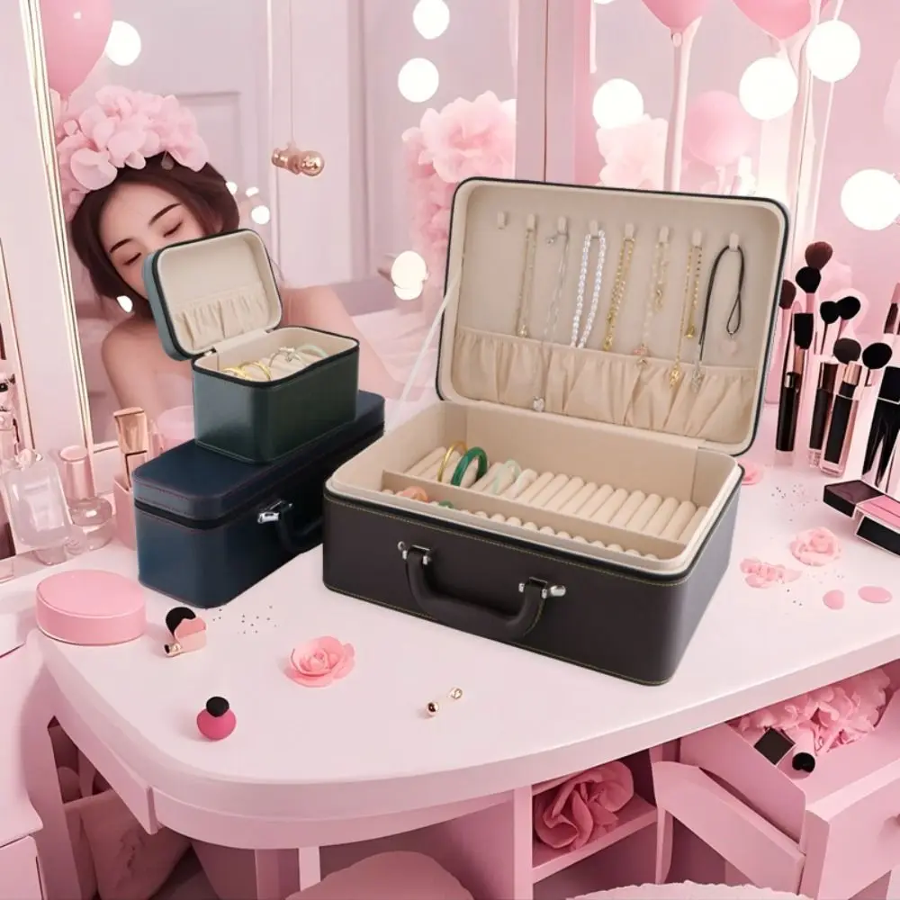 

PU Leather Bracelet Display Box Rings Necklace Holder Jewelry Storage Boxes Velvet Inner Organizer Bracelet Carrying Case
