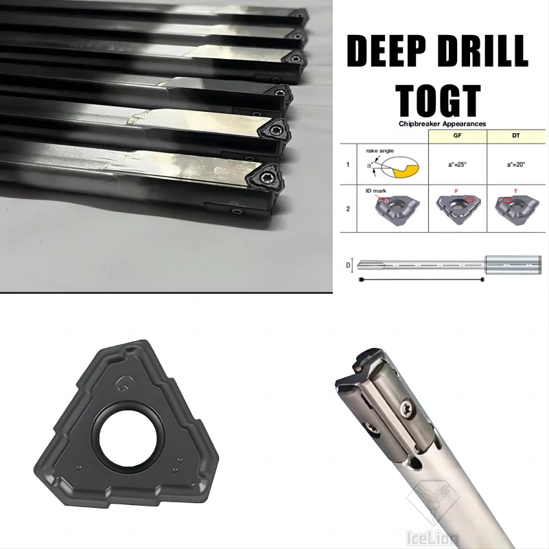 GD-DH D10-D40 Iscar Gun drills Deep drill Carrying Indexable TOGT110405 Cutting Edge and a Wiper for  High Hole Surface Quality