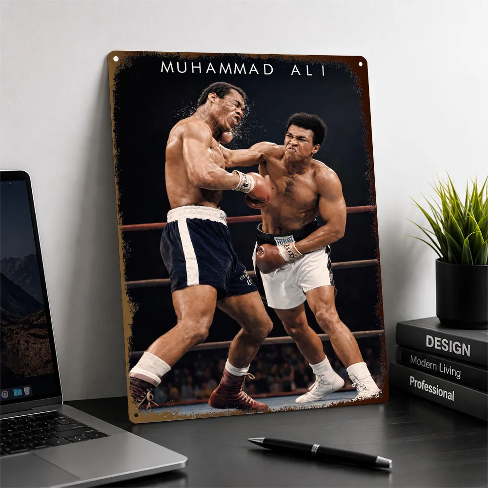Muhammad Ali Boxing Match Aluminum Poster Customized Metal Sign Striking Competition Energy Wall Art Ideal For Fitness Studios