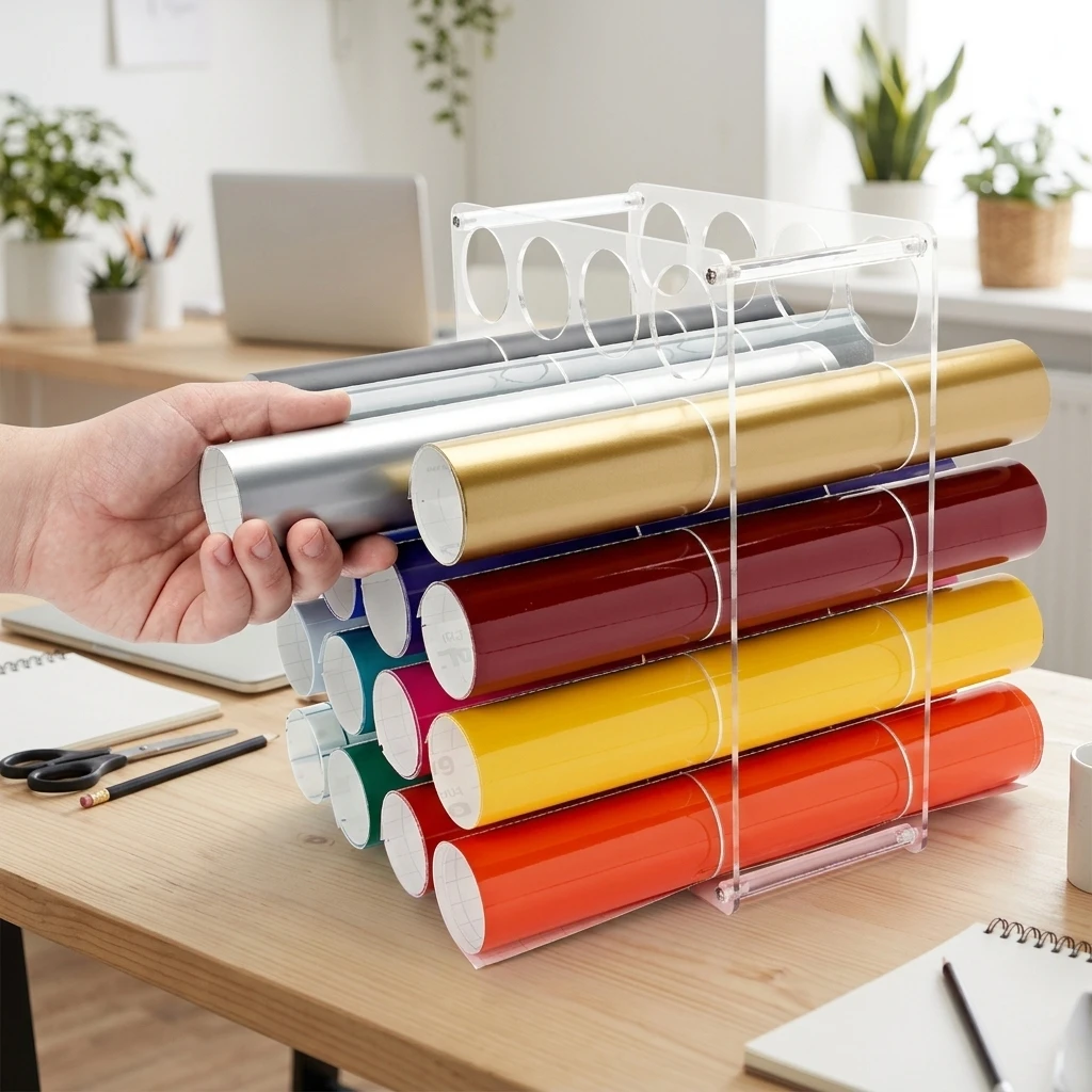20-Slot Paper Roll Holder Clear Acrylic Modular Storage Rack for Home Office Bathroom Kitchen Organizer Durable Stable