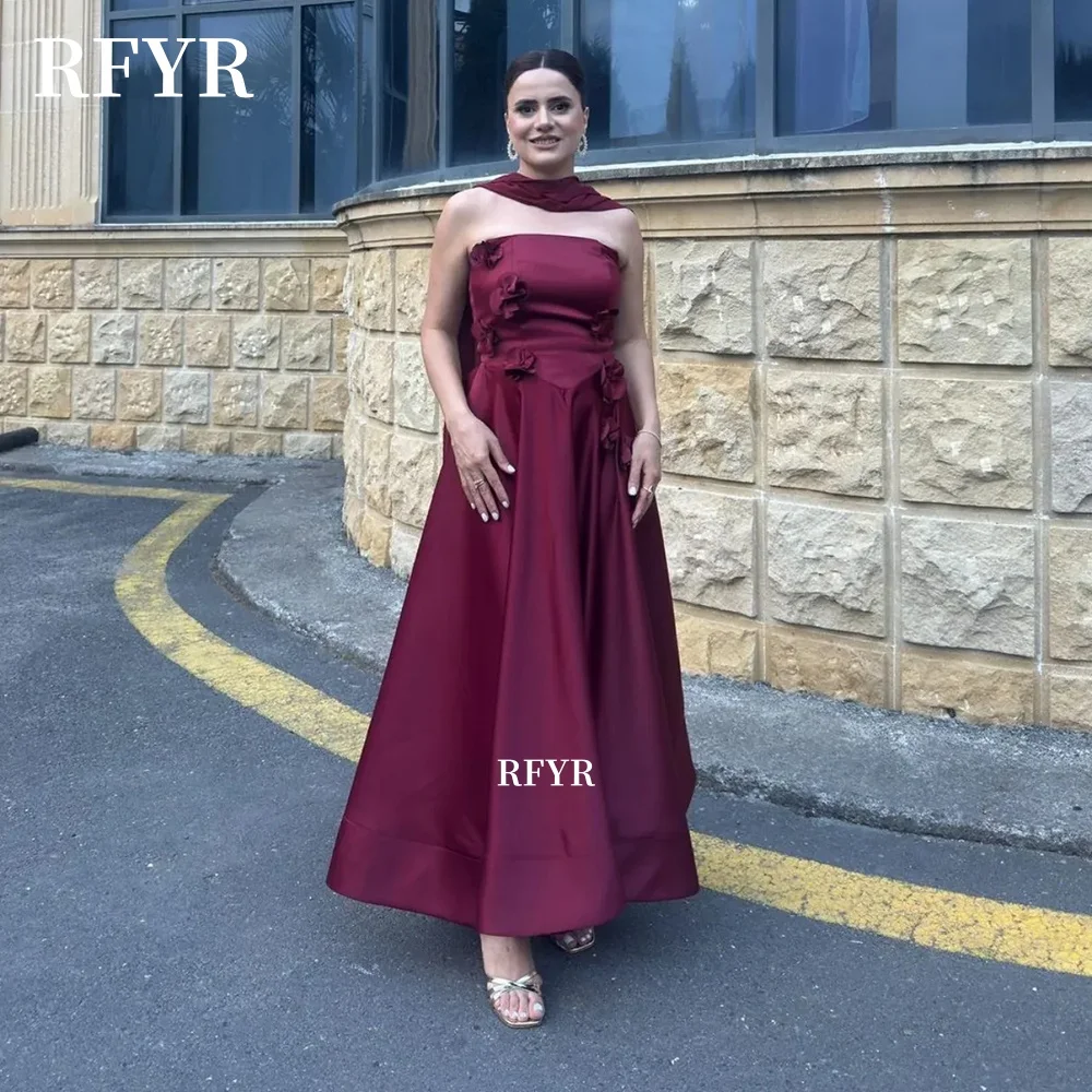

RFYR A LIne Party Dress 3D Flowers Вечернее платье с шарфом для женщин مناسبة رسمية по индивидуальному заказу
