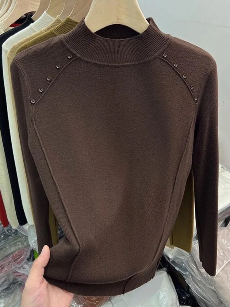 حجم كبير المرأة فضفاضة التخسيس f عالية Ne اللون تريكو الخريف الشتاء بسيط العلوي الدافئة قاعدة طبقة العصرية #2