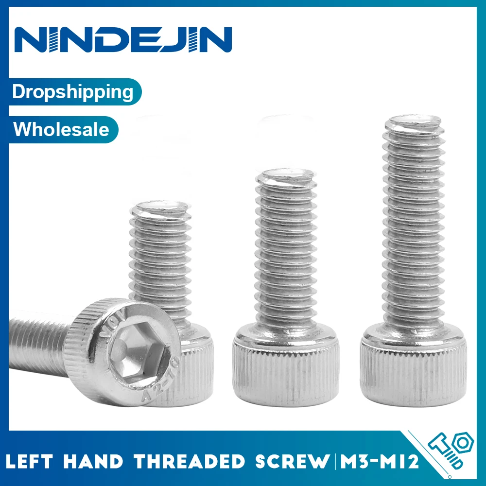 

NINDEJIN Left Hand Thread Hex Socket Head Cap Screws Nuts M3 M4 M5 M6 M8 M10 M12 Stainless Steel Reverse Threaded Allen Screw