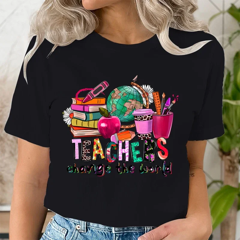 Teacher Shirts Gift Summer Short Sleeve Tees Round Neck Teacher Gifts School Graphic Tee Teachers Clothing Sales Teachers' Day