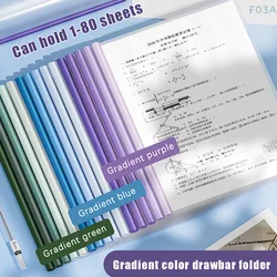 10 pz Morandi colore trasparente File documento addensare Draw Rod cartella A4 impermeabile Test Paper Storage Folder Organizer Office