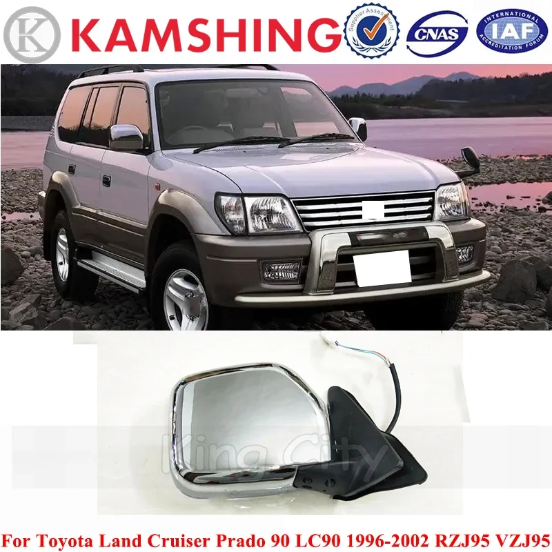 

CAPQX 3-PINS For Toyota Land Cruiser Prado 90 LC90 1996-2002 RZJ95 VZJ95 Chroming Outer Door Rearview Side Mirror Assy No Heated